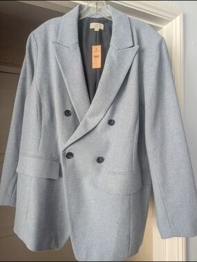 LOFT Women's s Double-Breasted Blazer in Light Blue